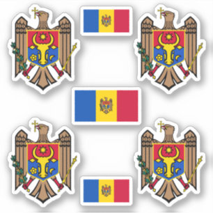 Moldovan coat of arms and flag Sticker