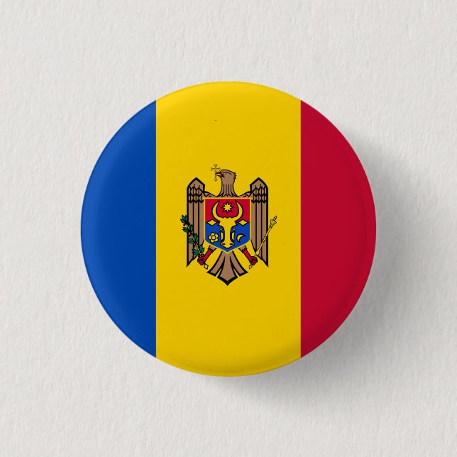 Moldovan Flag, Flag of Moldova 1 Inch Round Button (Front)