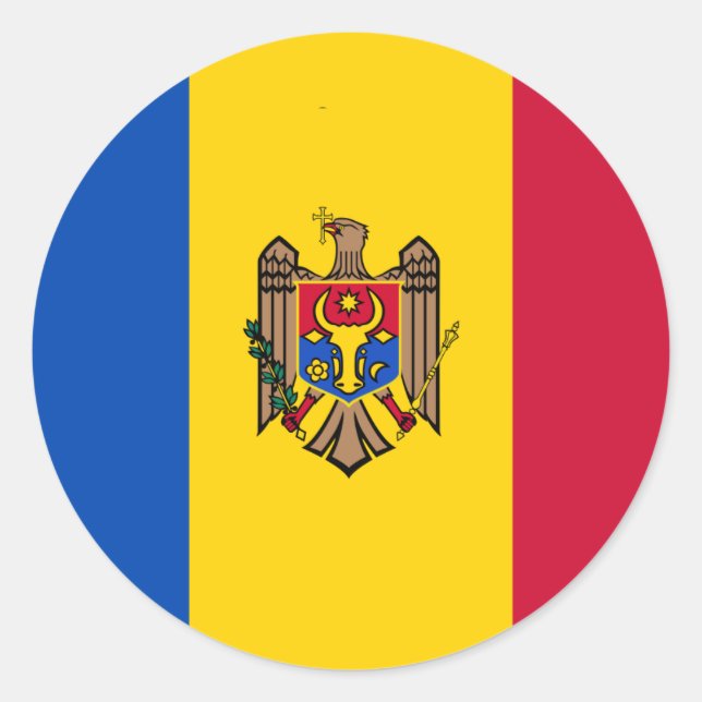 Moldovan Flag, Flag of Moldova Classic Round Sticker (Front)