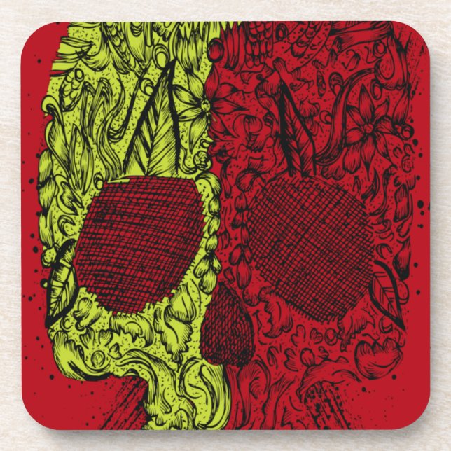 Moldy Skull on Blood Red Coaster (Front)
