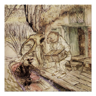 Mole and Ratty on a Boat Trip by Arthur Rackham Poster