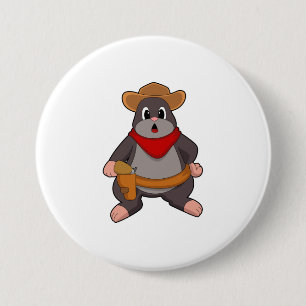 Mole as Cowboy 3 Inch Round Button
