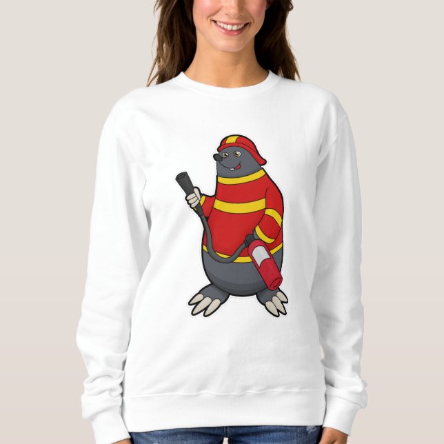 Mole as Firefighter with Fire extinguisher Sweatshirt (Front)