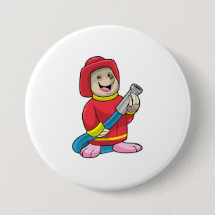 Mole as Firefighter with Hose 3 Inch Round Button