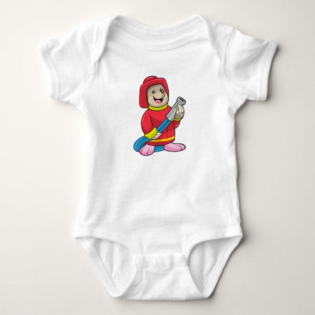 Mole as Firefighter with Hose Baby Bodysuit (Front)