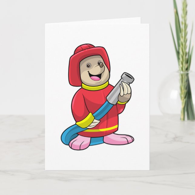 Mole as Firefighter with Hose Card (Front)