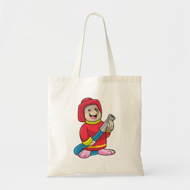 Mole as Firefighter with Hose Tote Bag (Front)