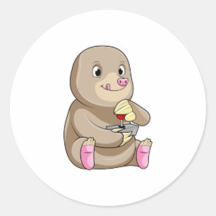 Mole as Gamer with Joystick Classic Round Sticker