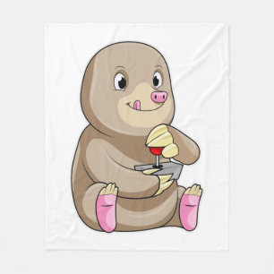 Mole as Gamer with Joystick Fleece Blanket