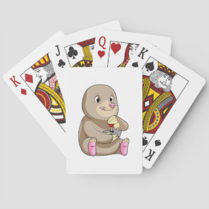 Mole as Gamer with Joystick Playing Cards