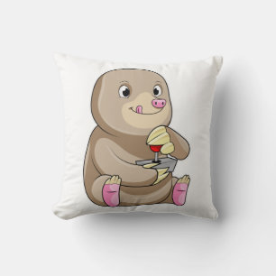 Mole as Gamer with Joystick Throw Pillow