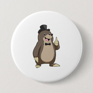 Mole as Groom with Tie 3 Inch Round Button