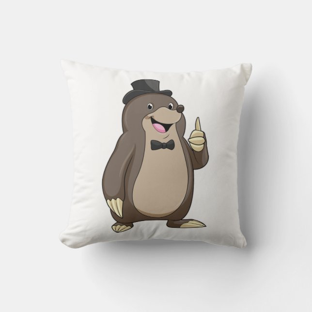 Mole as Groom with Tie Throw Pillow (Front)