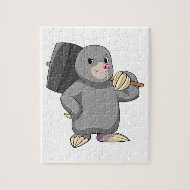 Mole as Handyman with Hammer Jigsaw Puzzle (Vertical)