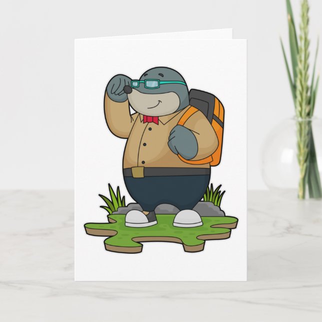 Mole as Hiker with Backpack Card (Front)