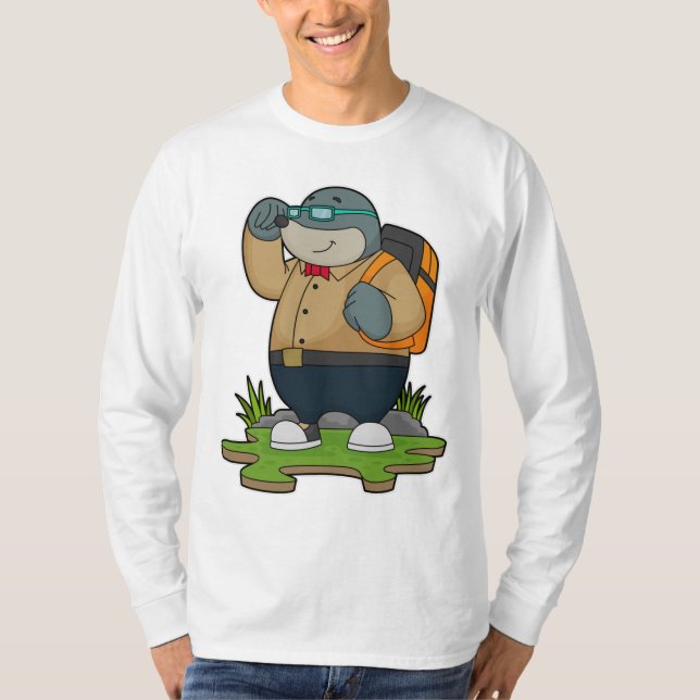 Mole as Hiker with Backpack T-Shirt (Front)