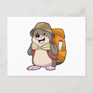 Mole as Hiker with Luggage Postcard