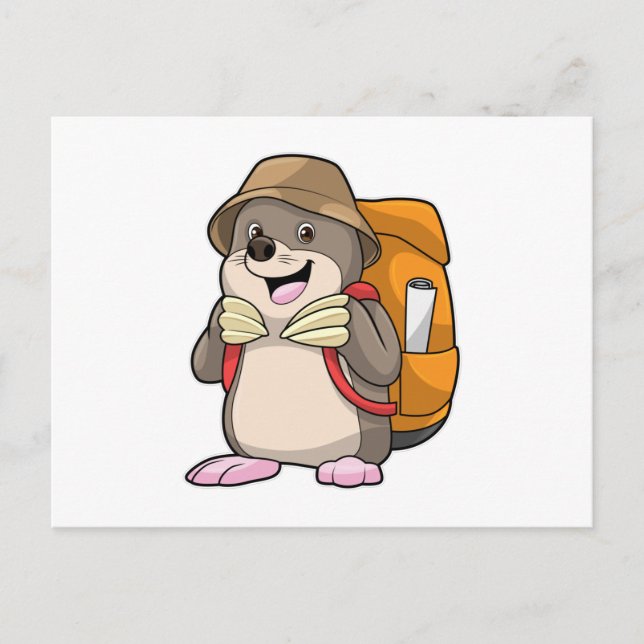 Mole as Hiker with Luggage Postcard (Front)