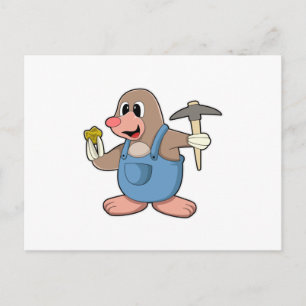 Mole as Miner with Gold Postcard