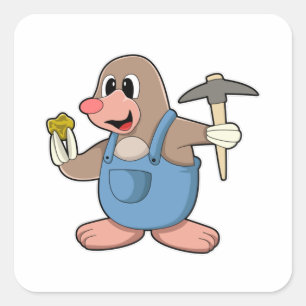 Mole as Miner with Gold Square Sticker