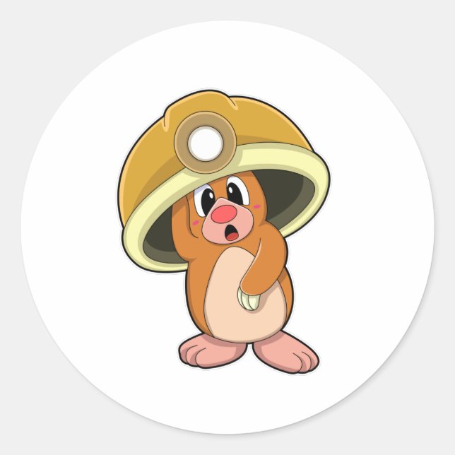 Mole as Miner with Helmet Classic Round Sticker (Front)
