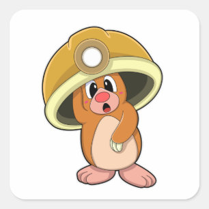 Mole as Miner with Helmet Square Sticker