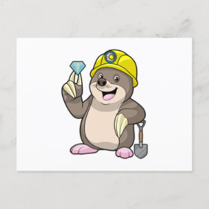 Mole as Miner with Shovel & Diamond Postcard