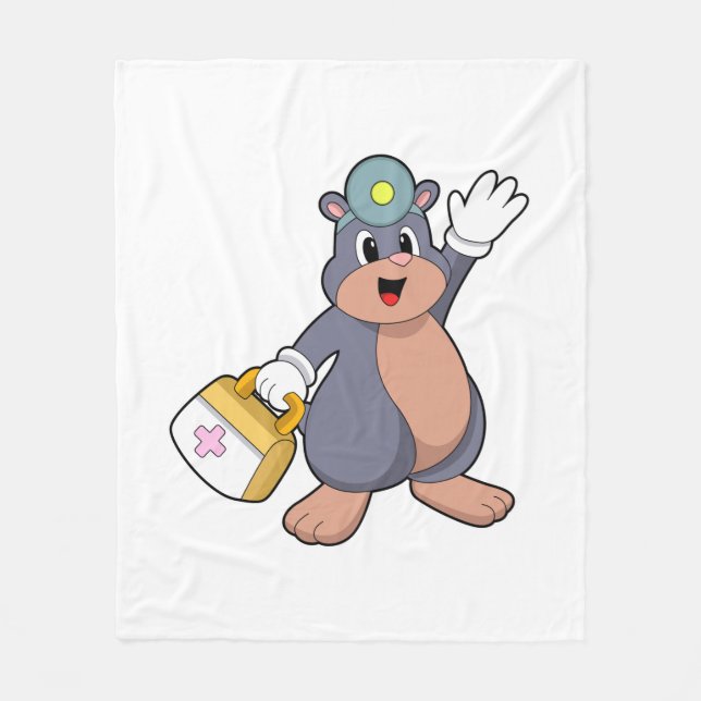Mole as Nurse with First aid kit.PNG Fleece Blanket (Front)