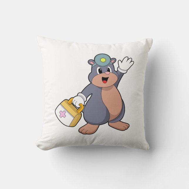 Mole as Nurse with First aid kit.PNG Throw Pillow (Front)