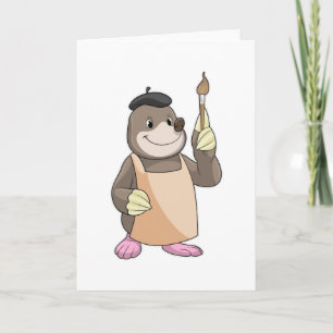 Mole as Painter with Paint brush Card
