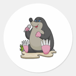Mole as Singer with Microphone Classic Round Sticker