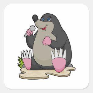 Mole as Singer with Microphone Square Sticker
