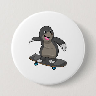 Mole as Skater with Skateboard 3 Inch Round Button