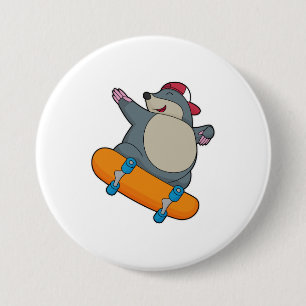 Mole as Skater with Skateboard 3 Inch Round Button