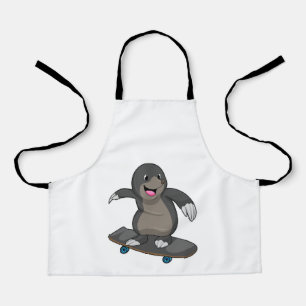 Mole as Skater with Skateboard Apron
