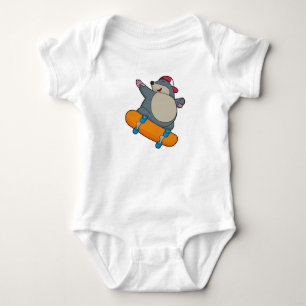 Mole as Skater with Skateboard Baby Bodysuit