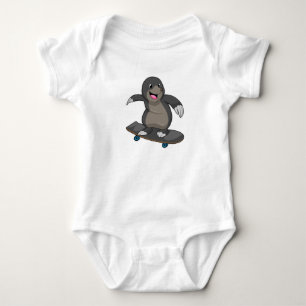 Mole as Skater with Skateboard Baby Bodysuit