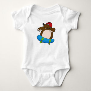 Mole as Skater with Skateboard & Helmet Baby Bodysuit
