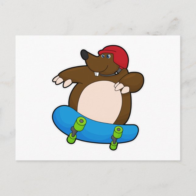 Mole as Skater with Skateboard & Helmet Postcard (Front)