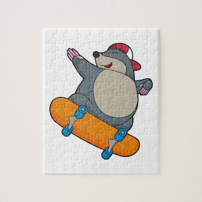 Mole as Skater with Skateboard Jigsaw Puzzle (Vertical)