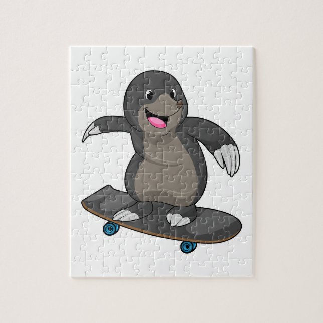 Mole as Skater with Skateboard Jigsaw Puzzle (Vertical)