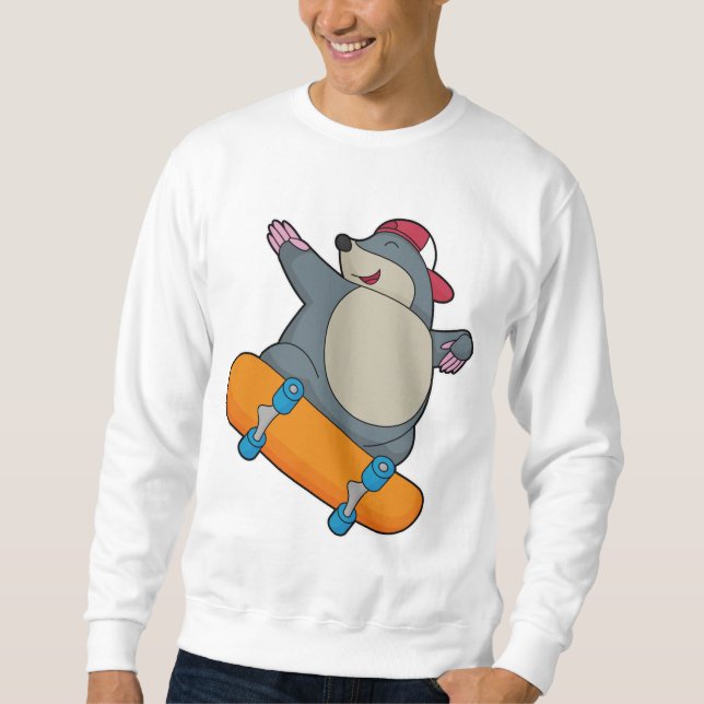 Mole as Skater with Skateboard Sweatshirt (Front)