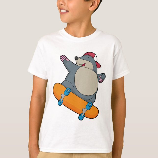 Mole as Skater with Skateboard T-Shirt (Front)