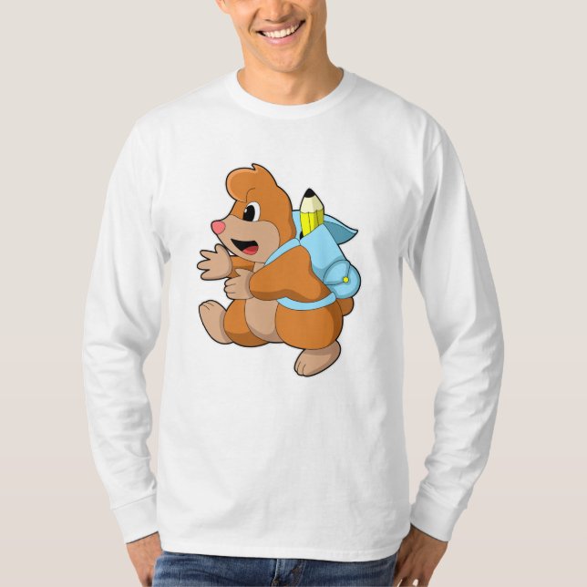 Mole as Student with Backpack T-Shirt (Front)