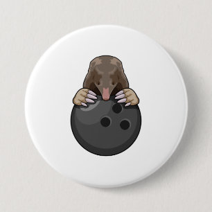 Mole at Bowling with Bowling ball 3 Inch Round Button