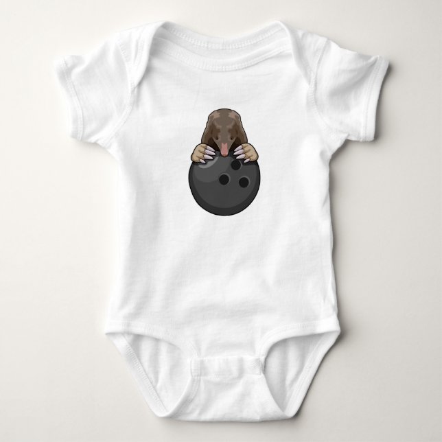 Mole at Bowling with Bowling ball Baby Bodysuit (Front)