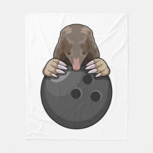 Mole at Bowling with Bowling ball Fleece Blanket