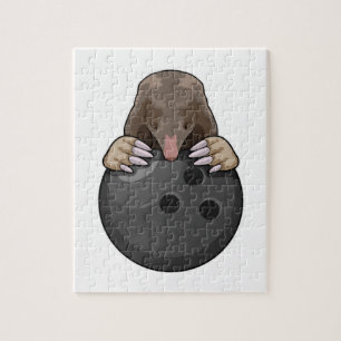 Mole at Bowling with Bowling ball Jigsaw Puzzle