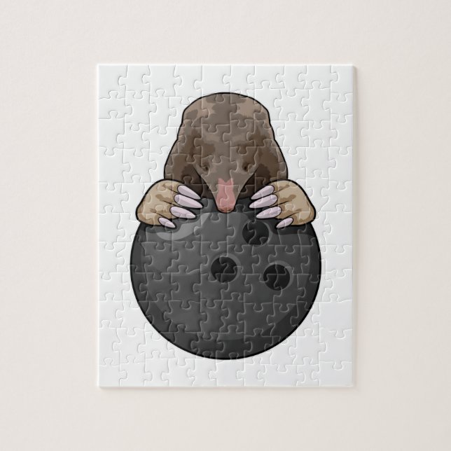 Mole at Bowling with Bowling ball Jigsaw Puzzle (Vertical)