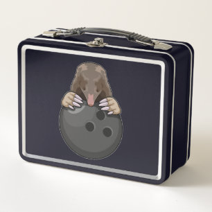 Mole at Bowling with Bowling ball Metal Lunch Box